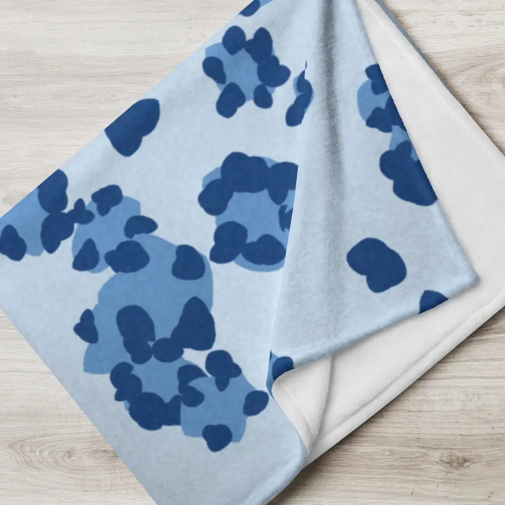 Couverture bleue à motif léopard avec motif abstrait moderne bleu clair et taches bleu marine foncé