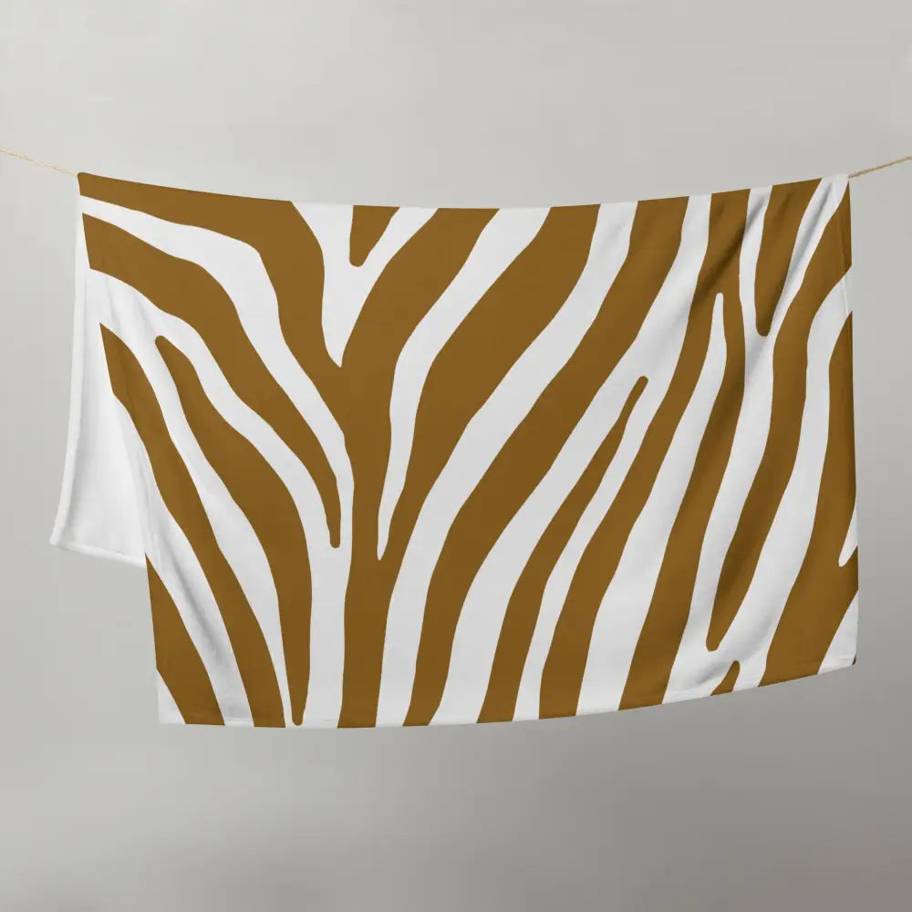 Couverture marron zebra print avec motif rayures zebre marron et blanc en tissu doux rectangular