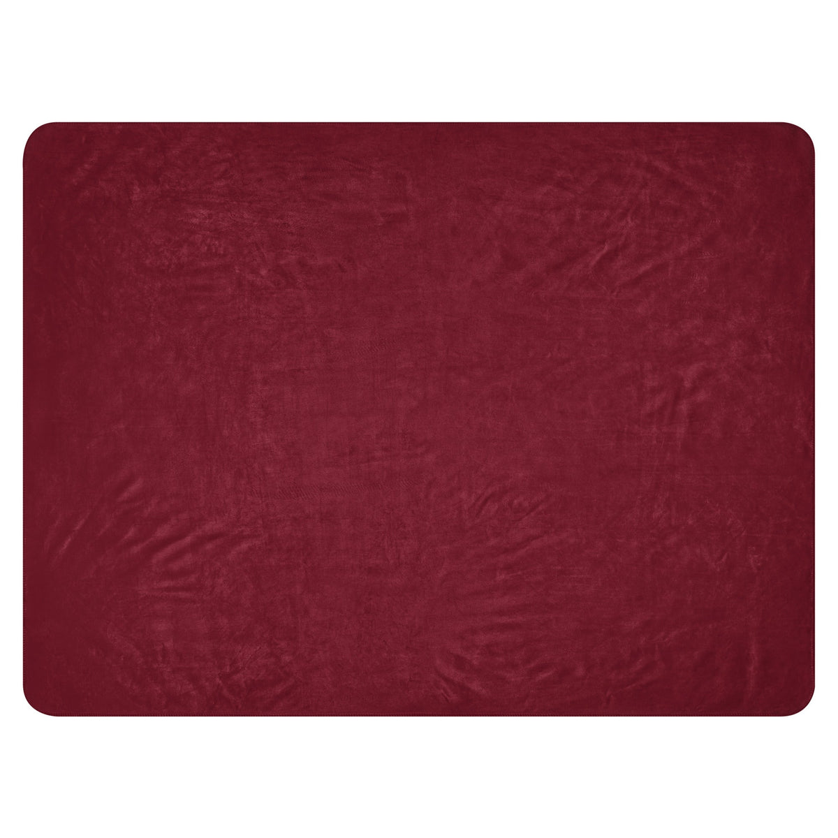 A rich burgundy sherpa blanket with a textured rectangular shape and subtle crinkled surface