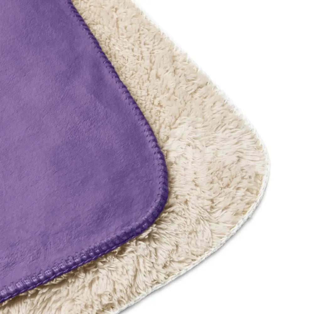 Purple sherpa throw blanket in faux suede with cream sherpa lining for cozy warmth and softness