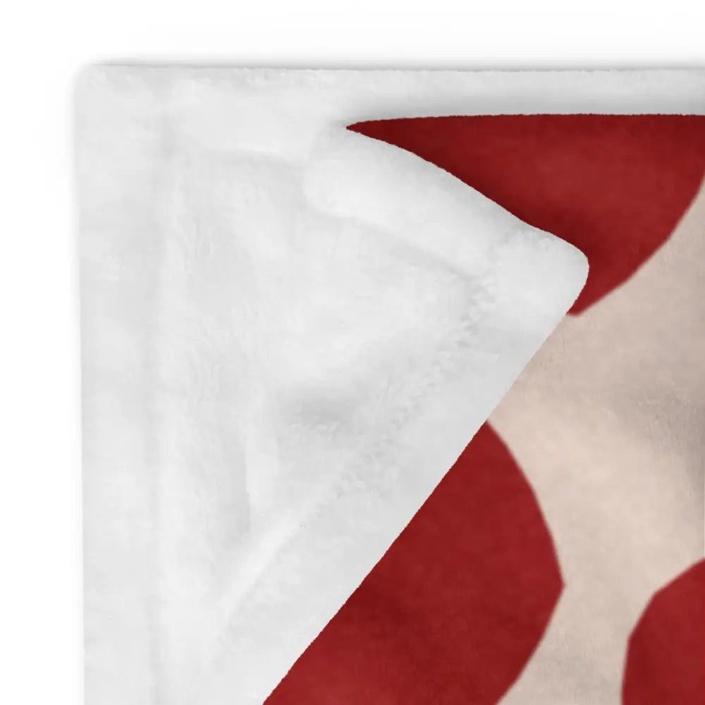 Couverture rouge et crème en peluche douce avec texture duveteuse idéale pour se réchauffer