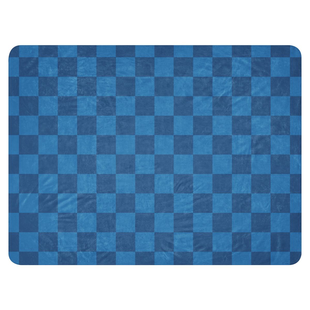Blue checkered blanket with subtle texture and rounded corners perfect for cozy home use