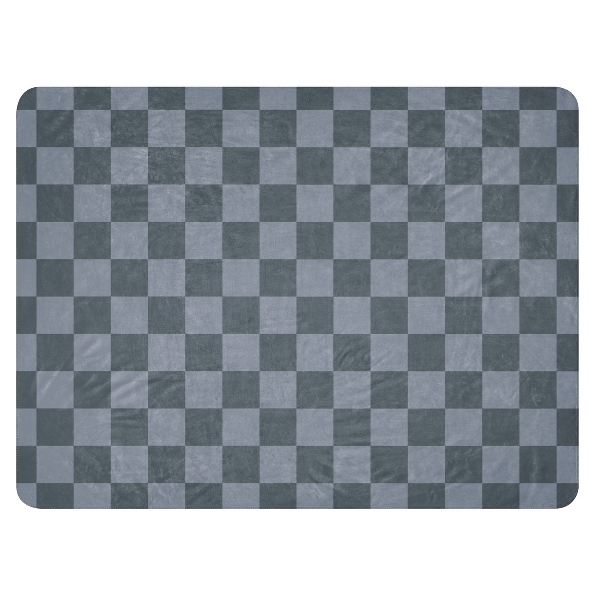 Grey checkered blanket featuring a gray and light gray checkered patterned soft woven fabric for cozy warmth