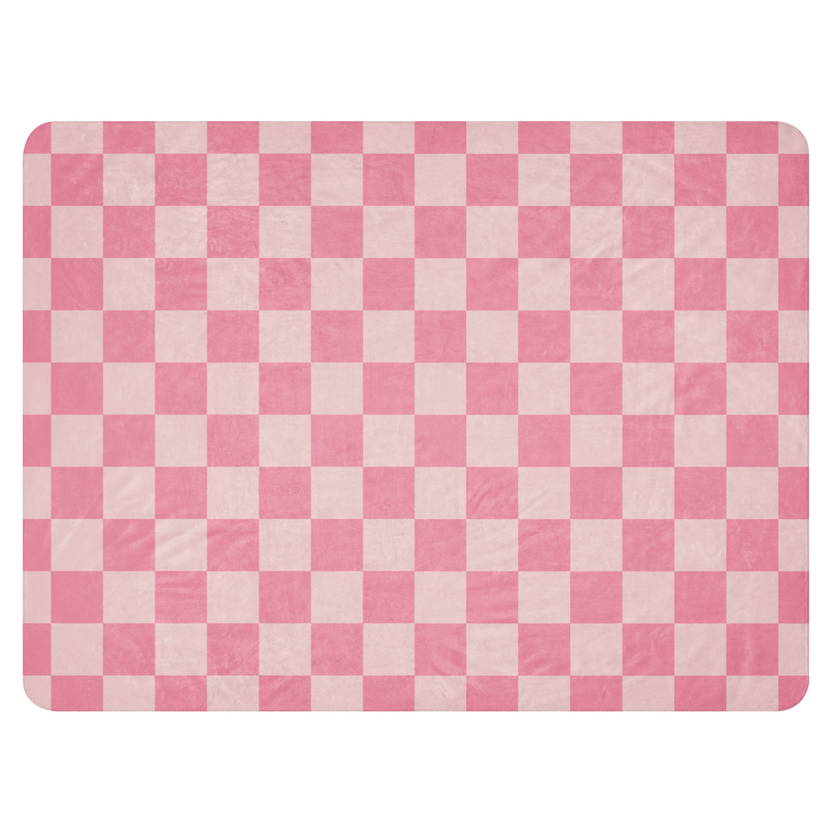 Pink checkered blanket with a soft plush texture in pink and white for cozy warmth and comfort