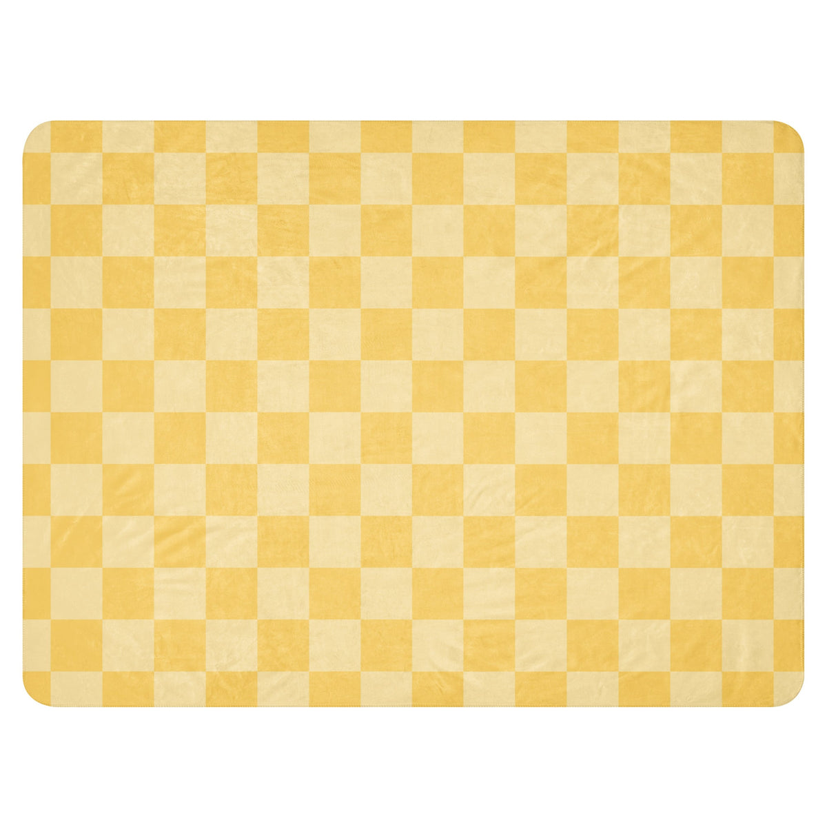 Yellow checkered blanket made of soft fabric with yellow and cream checkered pattern for cozy use