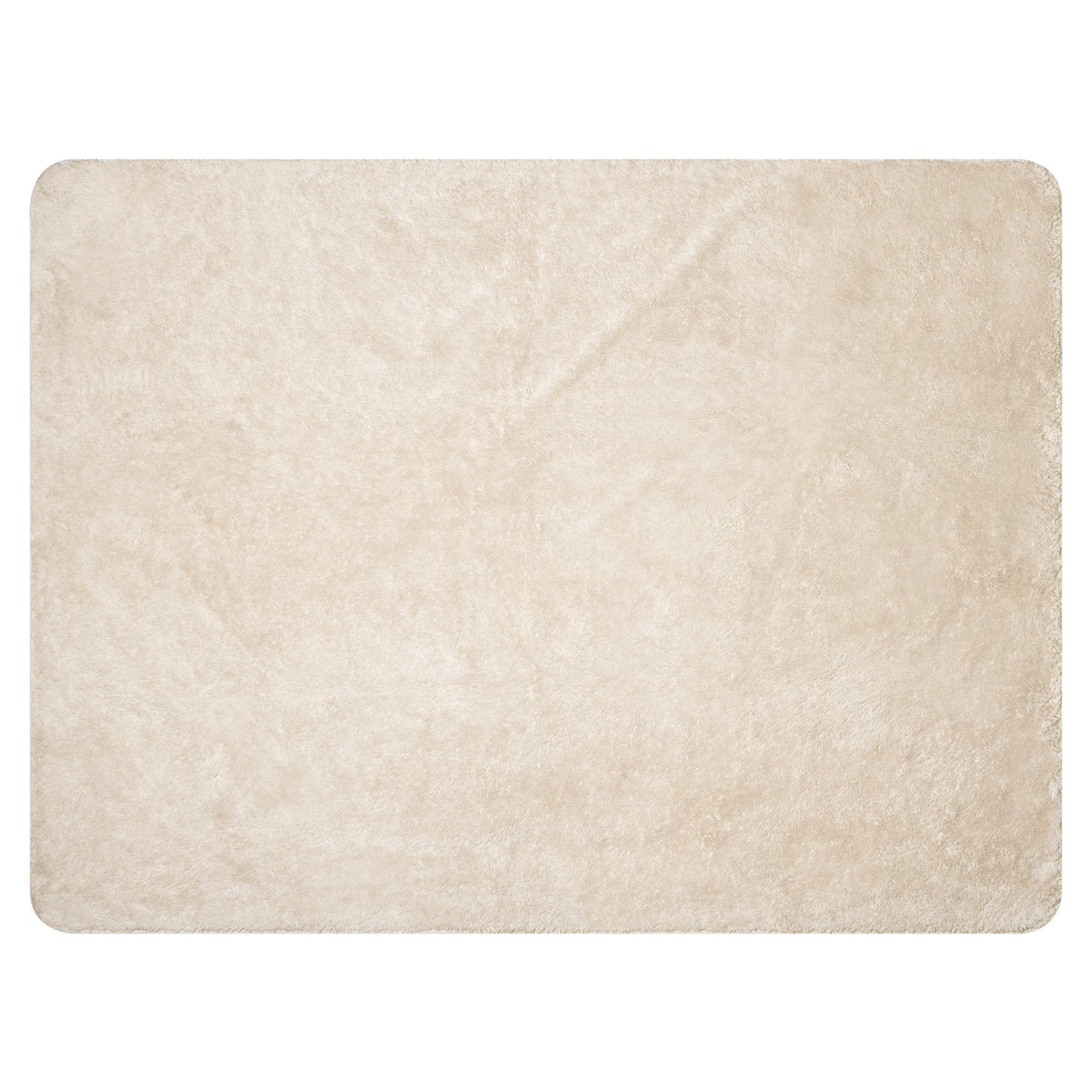 Cream-colored plush shaggy rug with soft fluffy texture and slightly rounded edges in yellow checkered blanket product image
