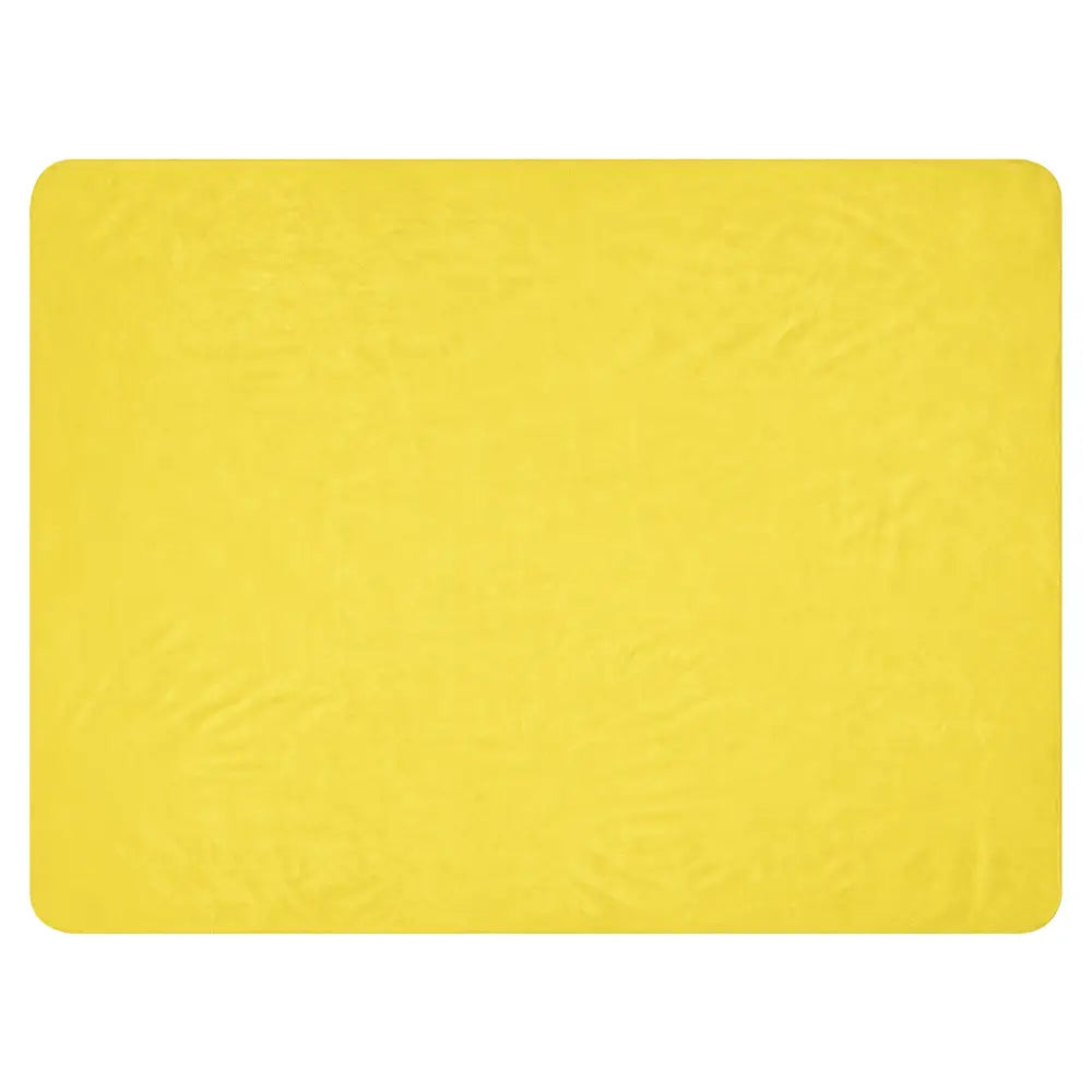 Bright yellow sherpa throw blanket with a soft textured surface and rectangular shape for cozy warmth