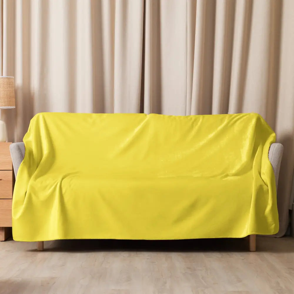 Bright yellow sherpa throw blanket plush sofa cover showcasing soft and cozy material for home comfort